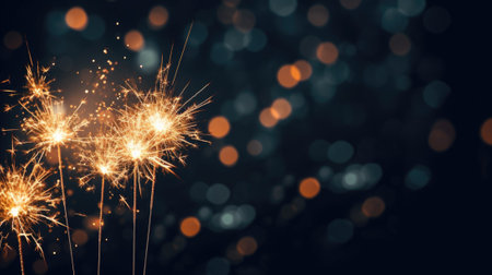 A sparkler is lit up in the dark, AIの素材