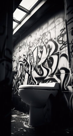 A toilet in a bathroom, AIの素材