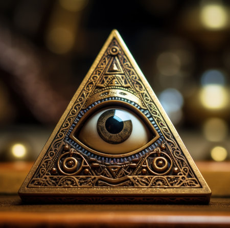 An all seeing eye is sitting on top of a pyramid, AIの素材