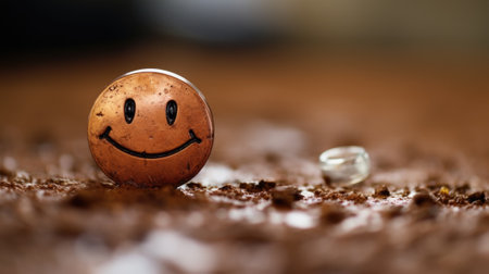 A smiley face on the ground, AIの素材