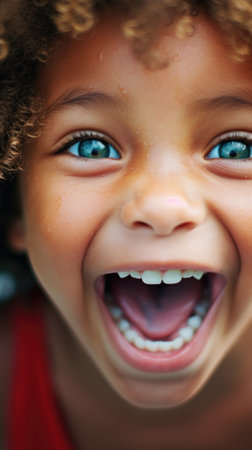 A close up of a child with curly hair, AIの素材