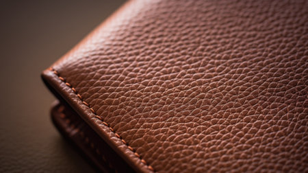 Closeup of a brown leather wallet, AIの素材