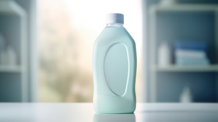 A bottle of liquid soap sitting on a table, AIの素材