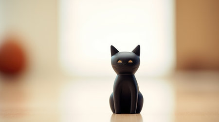 A black cat figurine sitting on a table, AIの素材