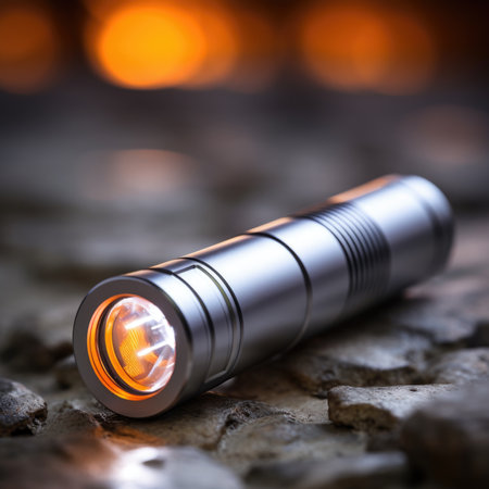 A flashlight with a bright light on it, AIの素材