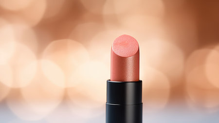 A lipstick is shown on a light background, AIの素材