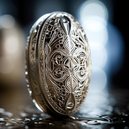 A silver object with intricate designs on it, AIの素材