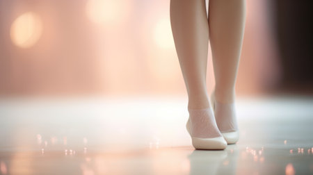 A close up of a womans legs in white shoes, AIの素材