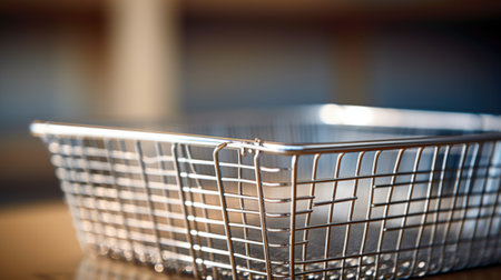 A metal basket sitting on a table, AIの素材