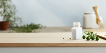 A bottle of olive oil sits on a counter, AIの素材