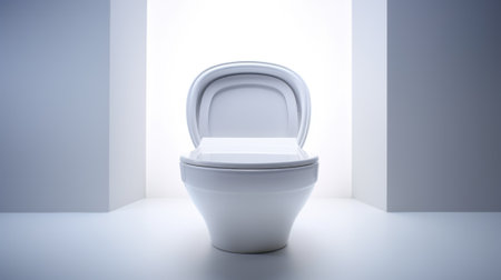 The toilet is empty and has the light shining on it, AIの素材