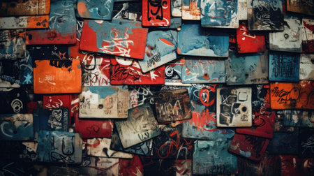 A wall covered with many different colored pieces of paper, AIの素材