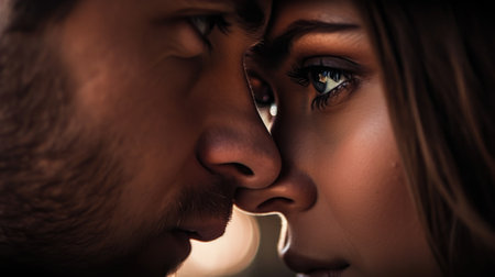 A man and woman are looking at each other, AIの素材