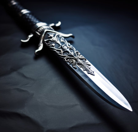 A silver and black dagger with a silver handle, AIの素材