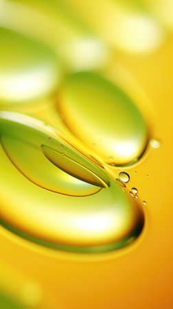 Oil drops on yellow background, AIの素材