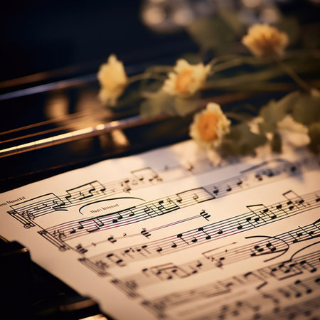 A sheet of music with flowers on it, AIの素材