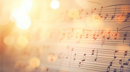 Music sheet with bokeh effect, AIの素材