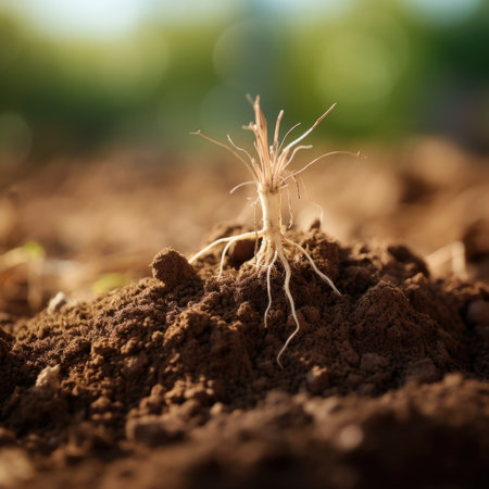 A small plant growing out of the ground, AIの素材