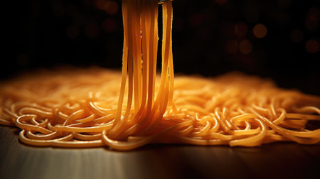A close up of a bowl full of spaghetti, AIの素材
