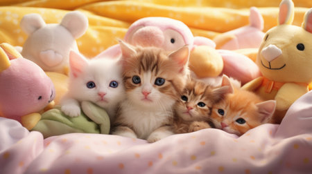 Cute kittens wallpaper, AIの素材