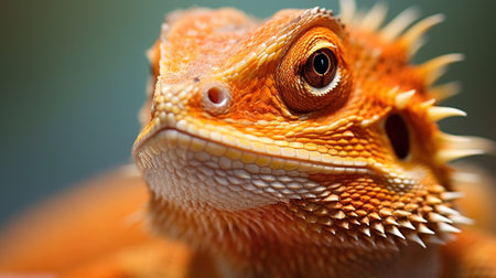 A close up of a bearded dragons face, AIの素材