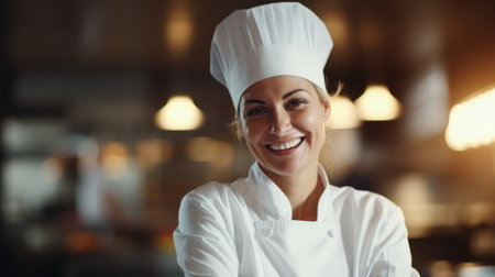 A smiling woman in a chef hat, AIの素材