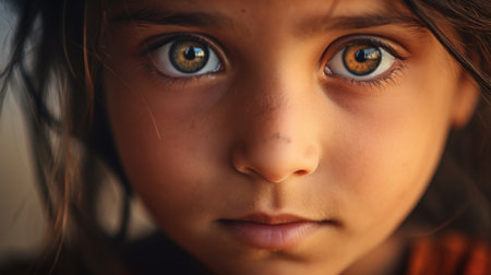A close up of a young girl with big eyes, AIの素材