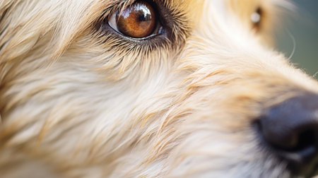 A close up of a dogs eye, AIの素材