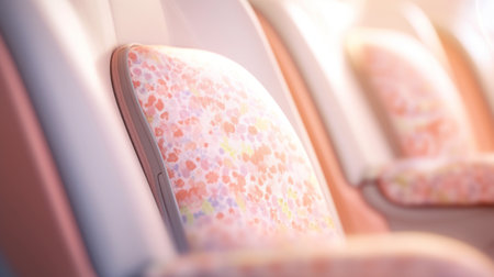The seats on an airplane are covered with floral fabric, AIの素材