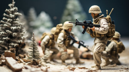 A toy soldier is standing in front of a tree, AIの素材