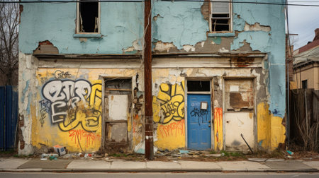 A building with graffiti on it, AIの素材