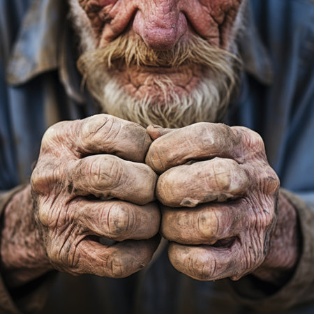 An old man with his hands folded up, AIの素材