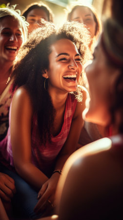 Group of friends laughing together, AIの素材