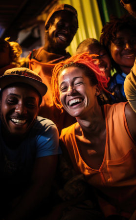 A group of people smiling and laughing together, AIの素材
