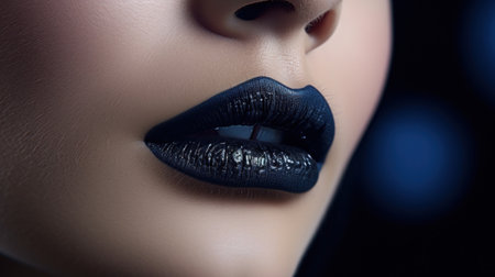 A close up of a womans lips with dark lipstick, AIの素材