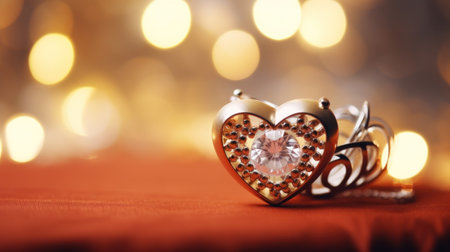 A heart shaped pendant with a diamond on it, AIの素材