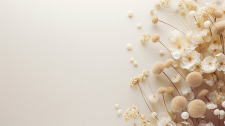 A bouquet of white flowers on a light background, AIの素材
