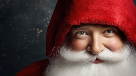 A close up of a santa claus with white beard, AIの素材