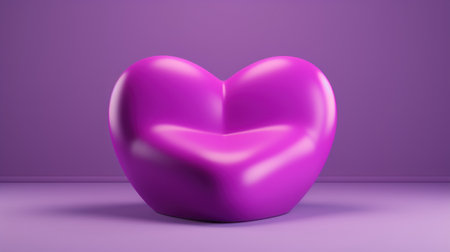 A purple heart shaped chair sitting on a pink background, AIの素材