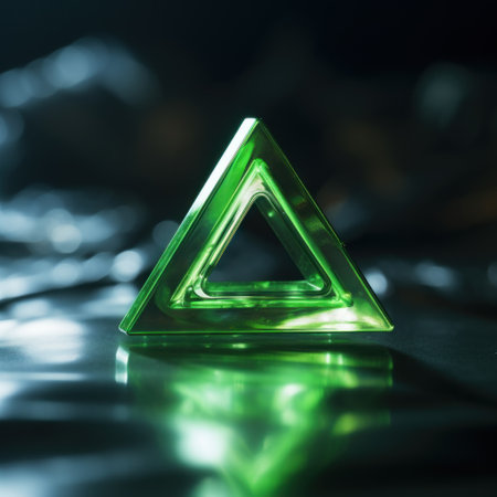 A green triangle with a reflective surface, AIの素材