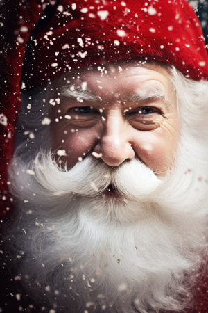 Santa claus face in snow, AIの素材