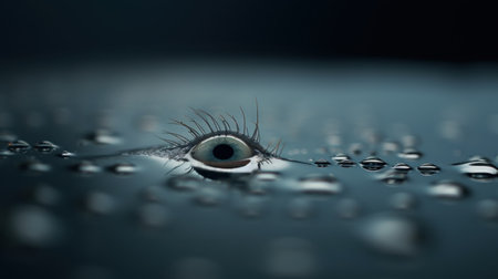 A close up of a water droplet with an eye, AIの素材