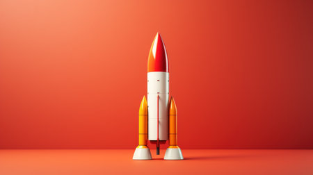 A rocket is sitting on top of a red background, AIの素材