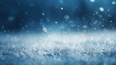 Rainy day background with snow falling over grass, AIの素材