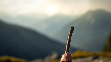A person holding a stick in the air, AIの素材