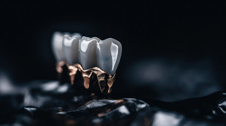 Dental crowns on a black background, AIの素材