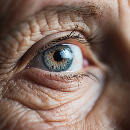 A close up of an older womans eye, AIの素材
