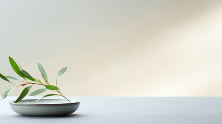 A small plant in a bowl on top of the table, AIの素材