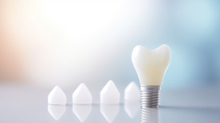 Dental implant with white tooth and other dental components, AIの素材