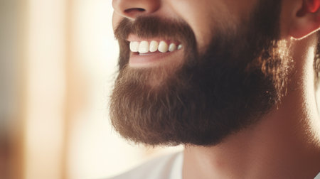 A man with a beard and white teeth, AIの素材
